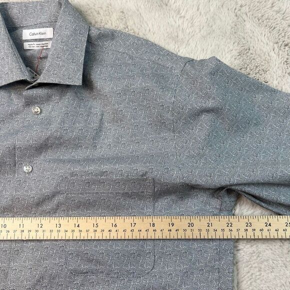Calvin Klein Regular Fit Performance Non Iron Dress Shirt Mens 15.5 34/35 Cotton - Picture 7 of 10